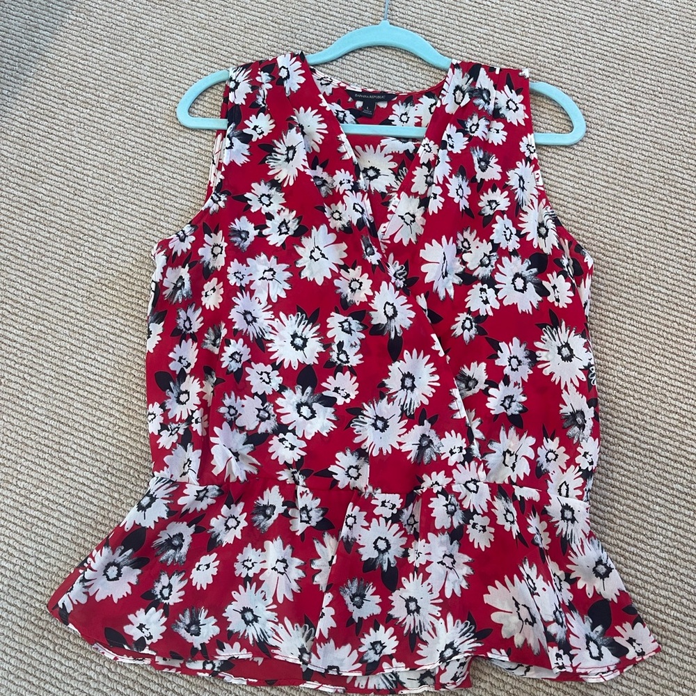 Banana Republic Red Sleeveless Peplum Blouse